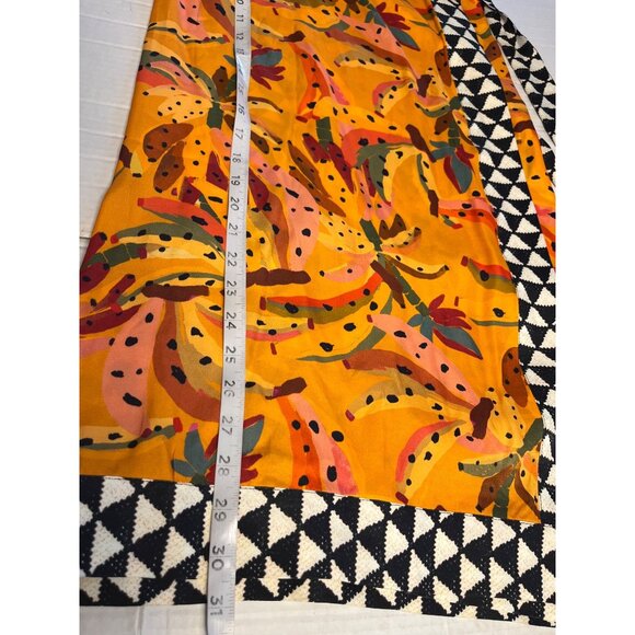 Farm Rio Contrast Wrap Midi Skirt Anthropologie Vibrant Banana Print XS beaded - Picture 16 of 16